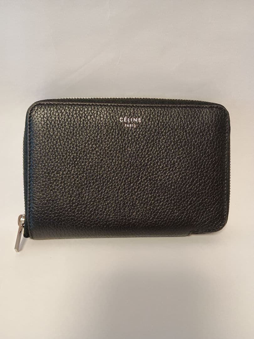 CÉLINE ブラック 二つ折り財布 ミディアムジップラウンドウォレット
