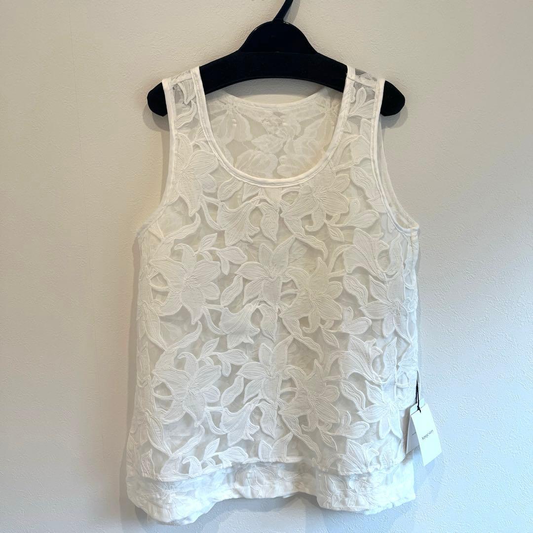 新品タグ付 Arpege story シアーレースタンク 白Sサイズ