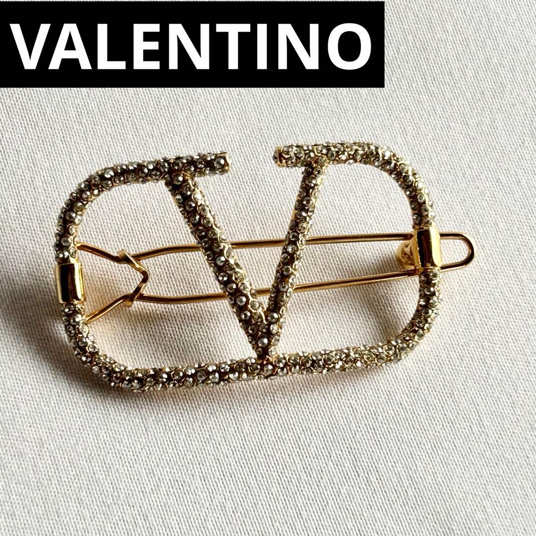 【美品】 VALENTINO ヴァレンティノ Vロゴシグネチャーヘアクリップ