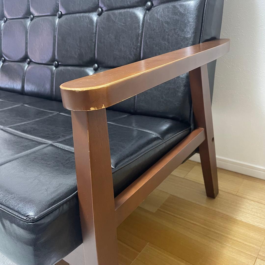 送料無料【合成皮革 2人掛けソファー】肘掛け付き