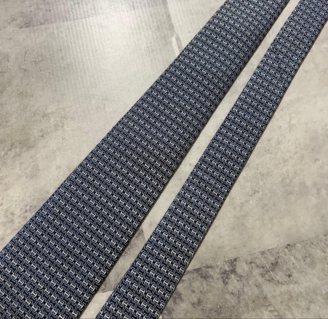 HERMES ネクタイ ハイブランド H柄ジャガード 光沢