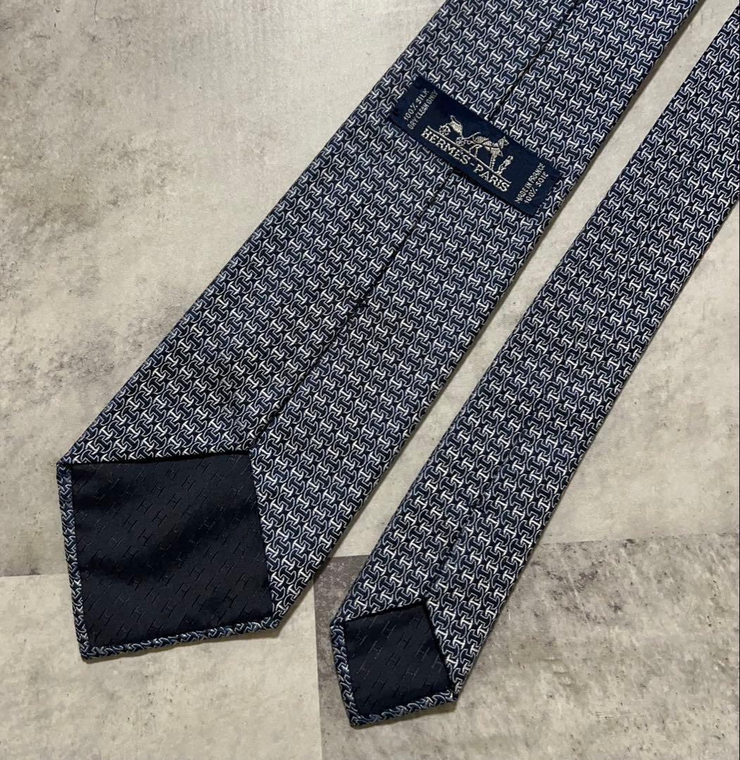 HERMES ネクタイ ハイブランド H柄ジャガード 光沢