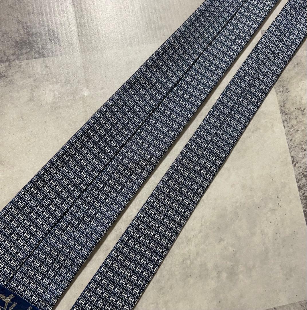 HERMES ネクタイ ハイブランド H柄ジャガード 光沢