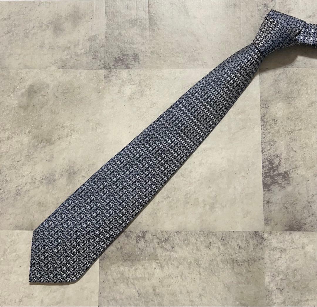 HERMES ネクタイ ハイブランド H柄ジャガード 光沢