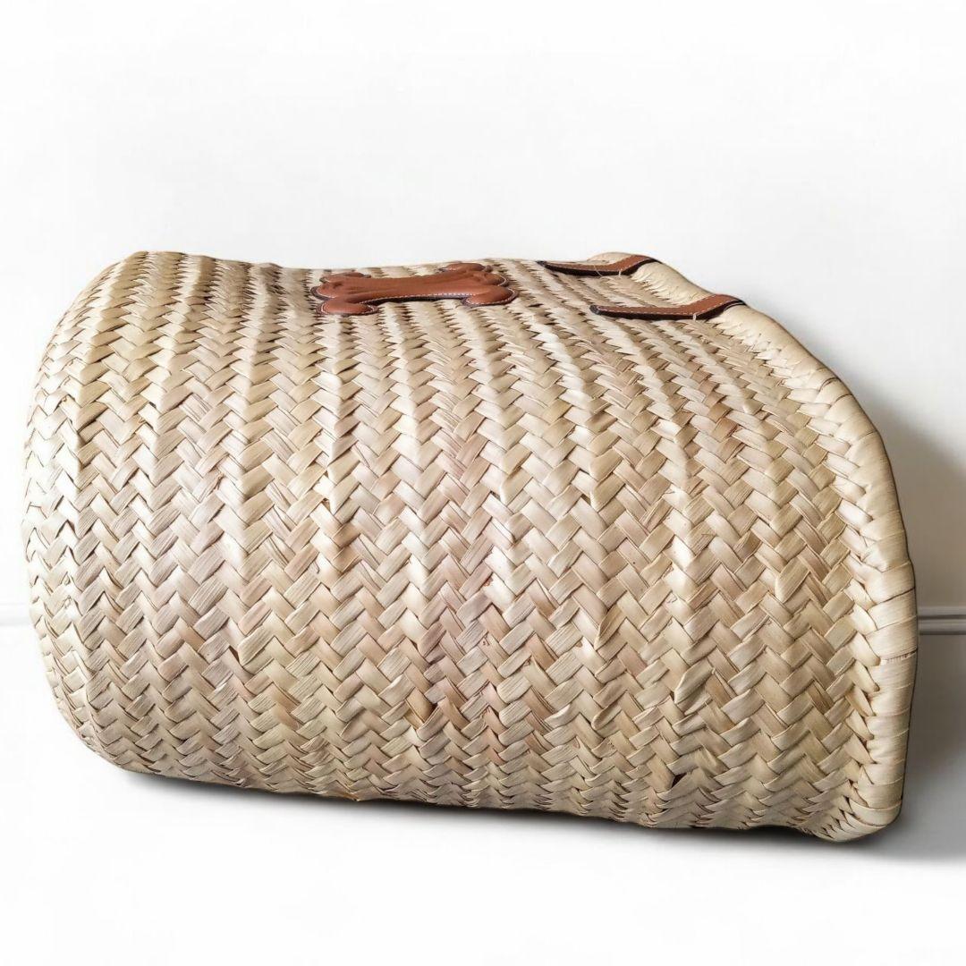 セリーヌ　カゴバッグ　ミディアム　ブラウン　トリオンフ(レザーのロゴパッチ)