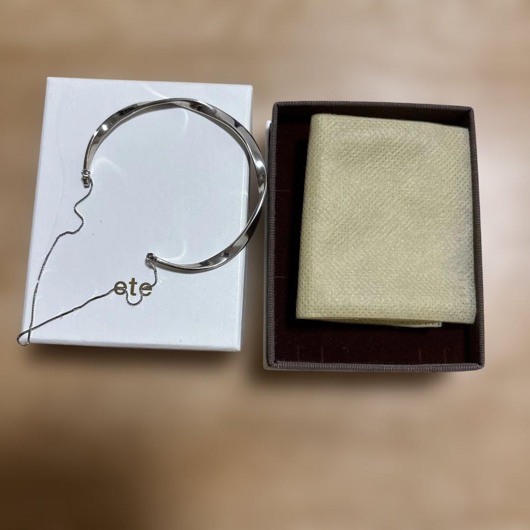 ete シルバー バングル　ツイスト&チェーン