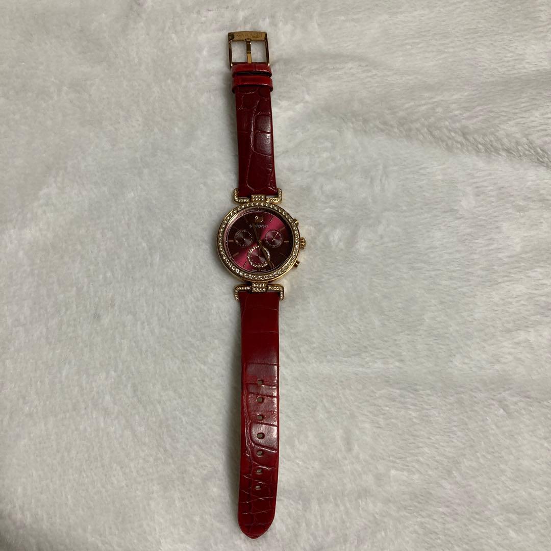 祝日セール❗️Swarovski スワロフスキー腕時計 レッド美品