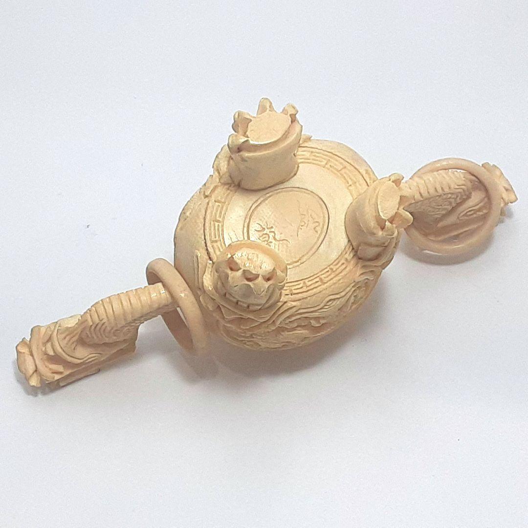 Y1180 極上 彫刻 細密造 龍細工 獅子香炉 重量186g 高さ12.5㎝