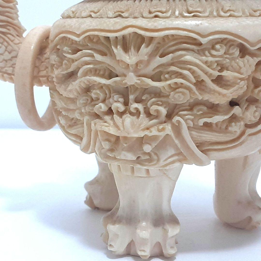 Y1180 極上 彫刻 細密造 龍細工 獅子香炉 重量186g 高さ12.5㎝