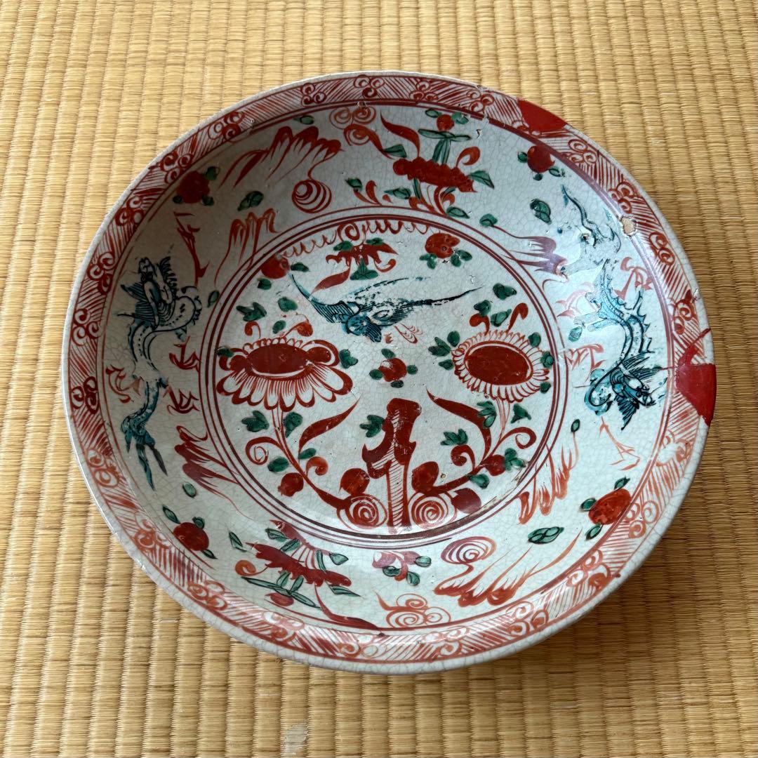呉須赤絵 大皿 明時代 明朝 南京赤絵 古染付 祥瑞 古美術 中国美術 中国