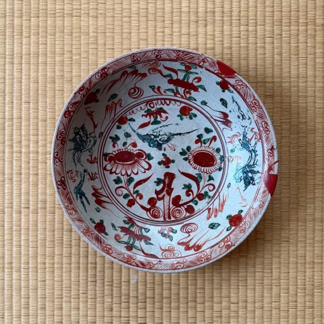 呉須赤絵 大皿 明時代 明朝 南京赤絵 古染付 祥瑞 古美術 中国美術 中国