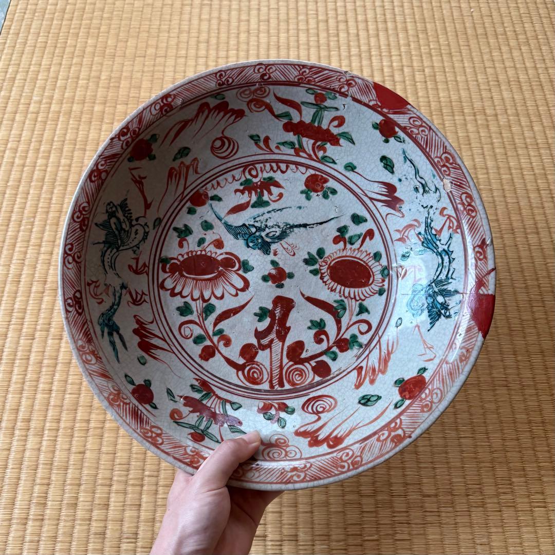 呉須赤絵 大皿 明時代 明朝 南京赤絵 古染付 祥瑞 古美術 中国美術 中国