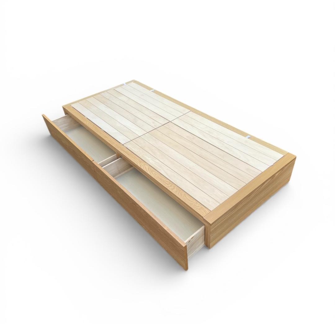 大阪京都限定 美品 無印良品 収納付き ベッドフレーム オーク材 シングルサイズ