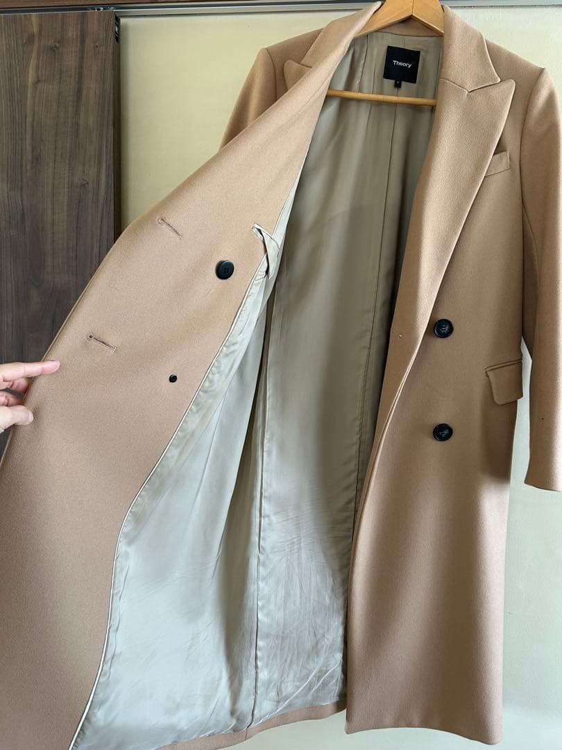 na＊ 　Theory ベージュ ダブルブレスト チェスターコートカバー付