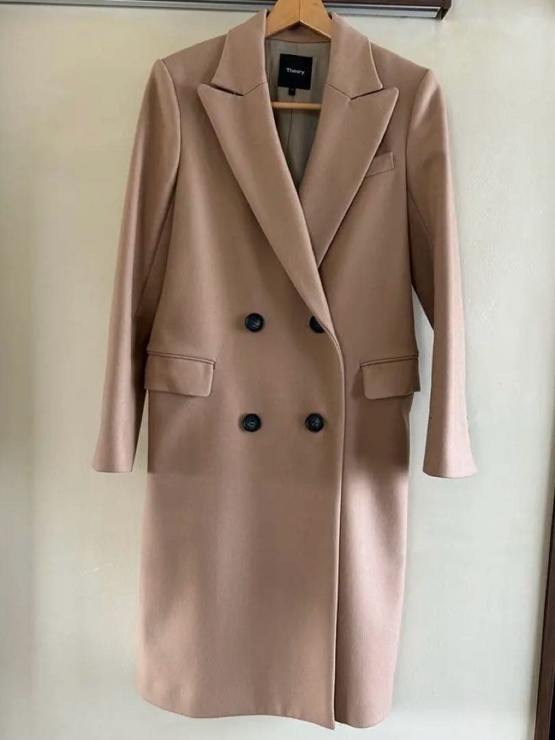 na＊ 　Theory ベージュ ダブルブレスト チェスターコートカバー付