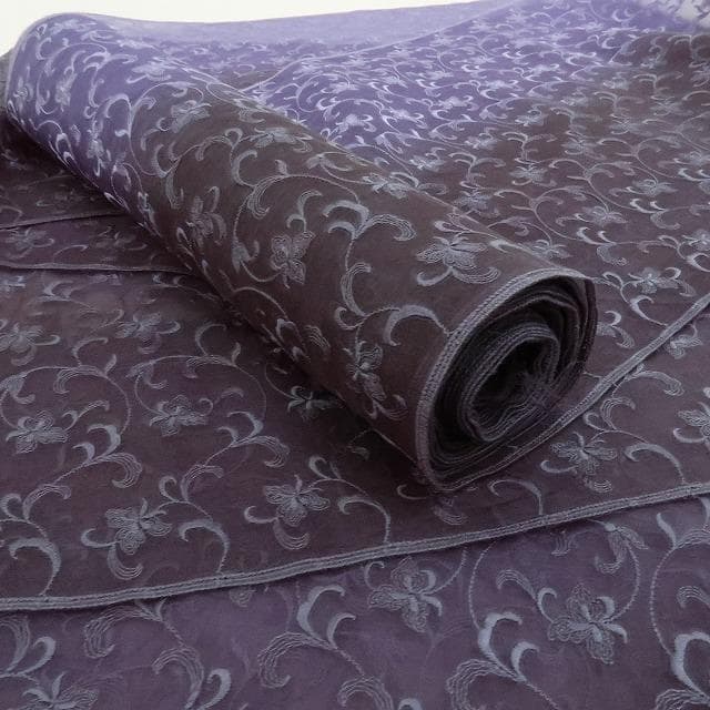 新品 オーガンジー 総刺繍 黄櫨染 着尺“立体的に微笑む曲線美”反物 978