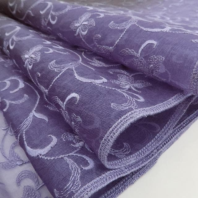 新品 オーガンジー 総刺繍 黄櫨染 着尺“立体的に微笑む曲線美”反物 978