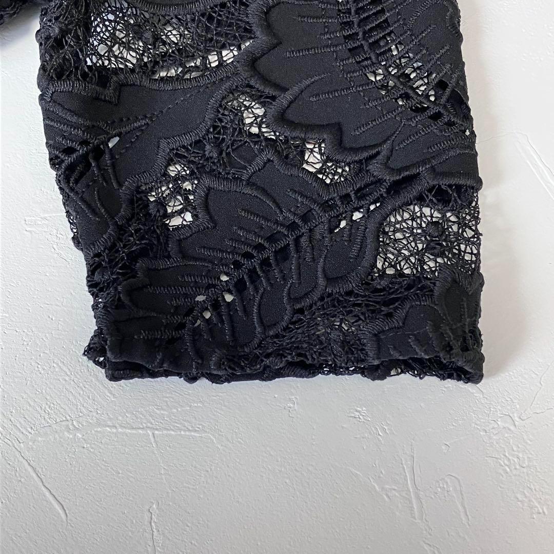 ラグナムーン リーフエンブロイダリー レース ワンピース ドレス 黒 マーメイド