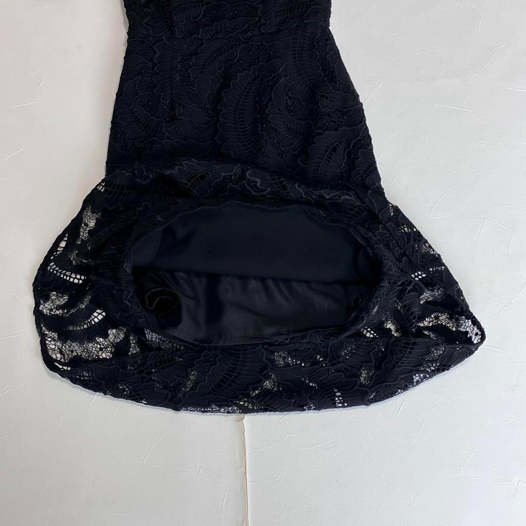 ラグナムーン リーフエンブロイダリー レース ワンピース ドレス 黒 マーメイド