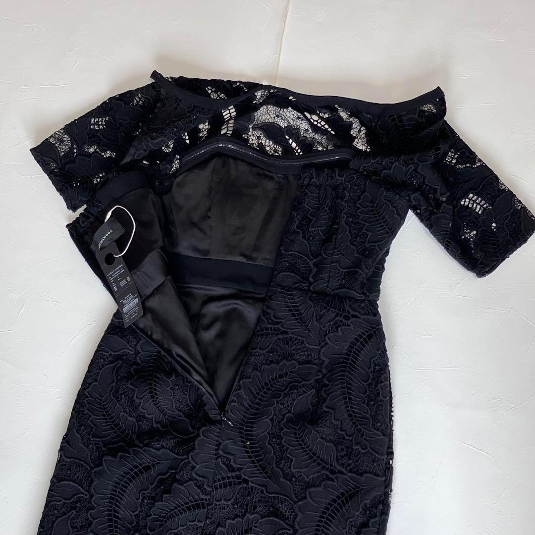 ラグナムーン リーフエンブロイダリー レース ワンピース ドレス 黒 マーメイド