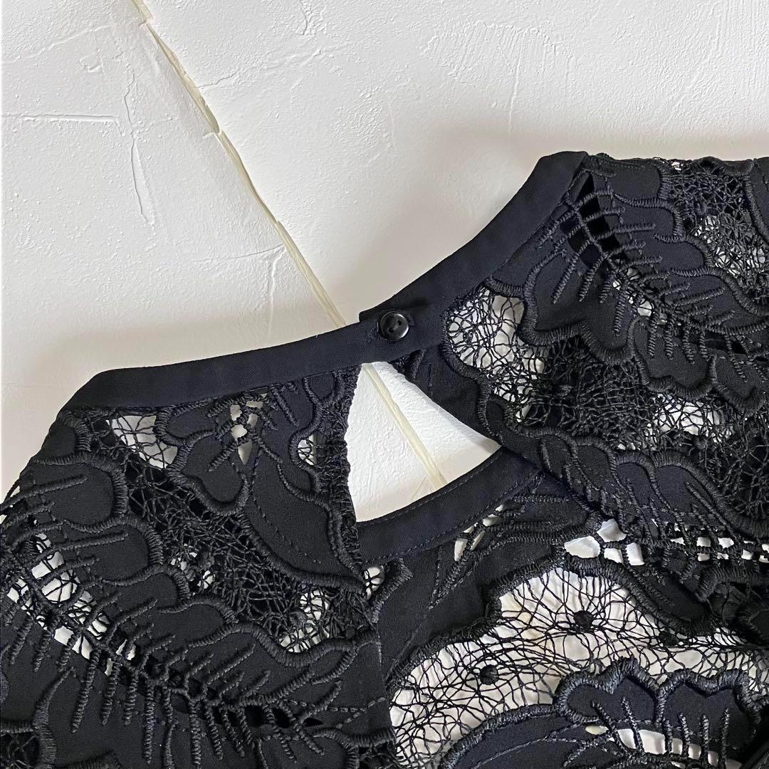 ラグナムーン リーフエンブロイダリー レース ワンピース ドレス 黒 マーメイド