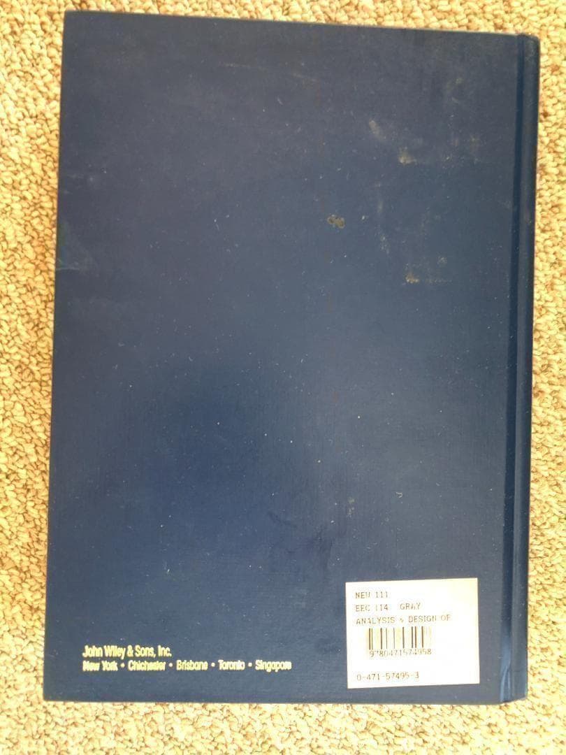 洋書 Analysis and Design of Analog Int. Circ.