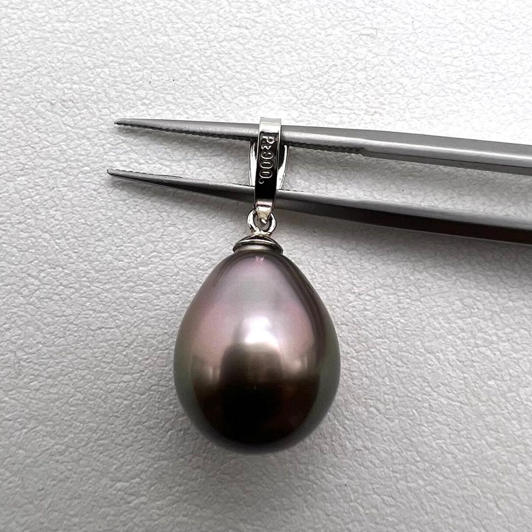 プラチナpt900 ペンダントトップ　黒蝶真珠バロック　約　13㎜×10.6㎜