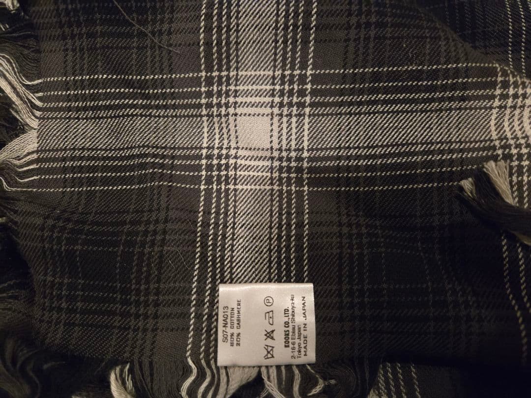 ナンバーナイン★07ssチェックストール★黒★ソロイスト