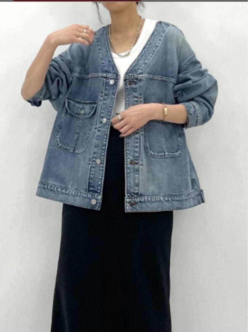 【期間限定】cafune カフネ　新品　Vネックデニムジャケット　オーバーサイズ