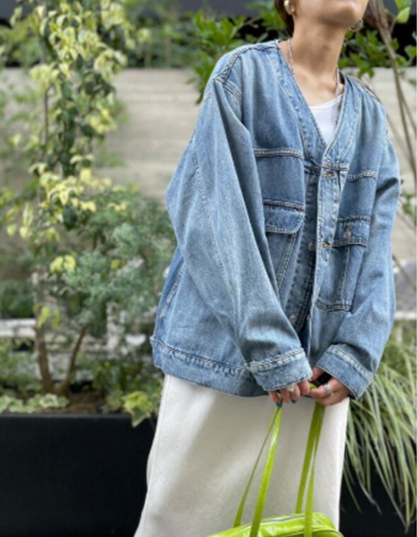 【期間限定】cafune カフネ　新品　Vネックデニムジャケット　オーバーサイズ