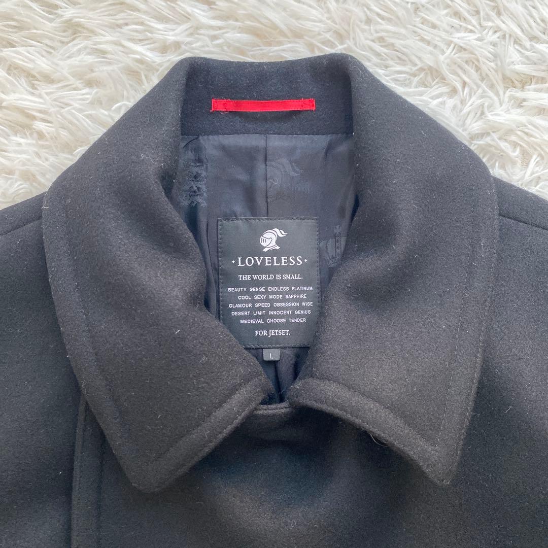 極美品　LOVELLESS ラブレス　ブラック　ピーコート　L スカル　刺繍　黒