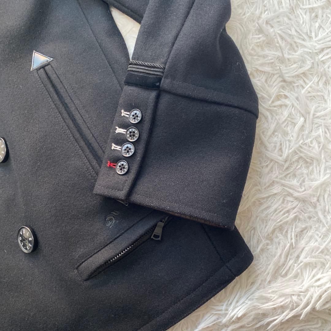 極美品　LOVELLESS ラブレス　ブラック　ピーコート　L スカル　刺繍　黒