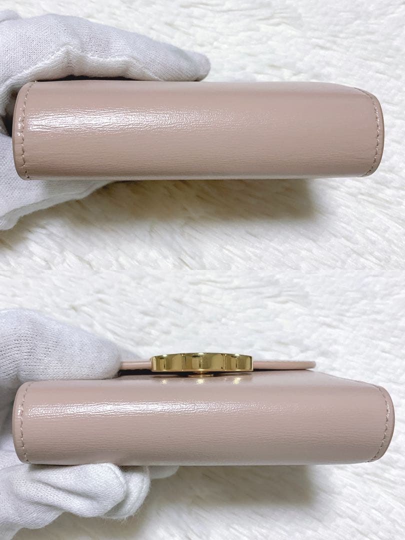 美品♡正規品♡セリーヌ 三つ折り トリオンフ スモールウォレット レザー ピンク
