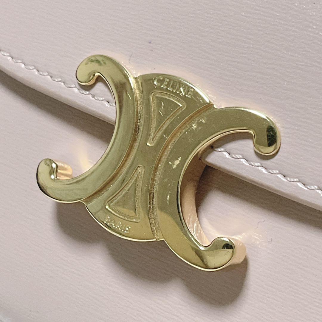 美品♡正規品♡セリーヌ 三つ折り トリオンフ スモールウォレット レザー ピンク