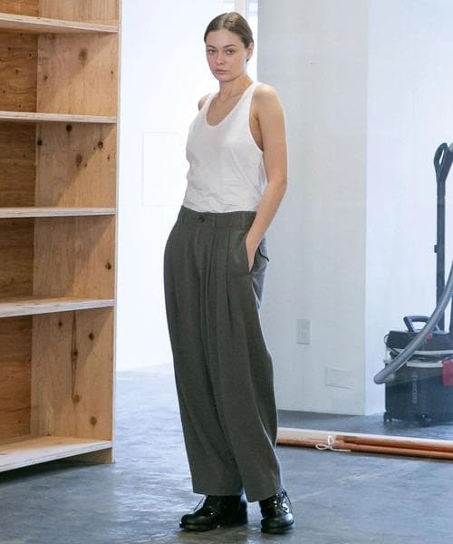 パンツ my beautiful landlet TUCK WIDE PANTS