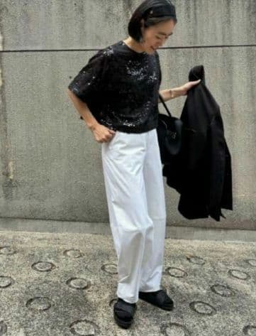 【AYAKANEKO×L'ESSAGE】コクーンパンツ ホワイト　白　金子綾