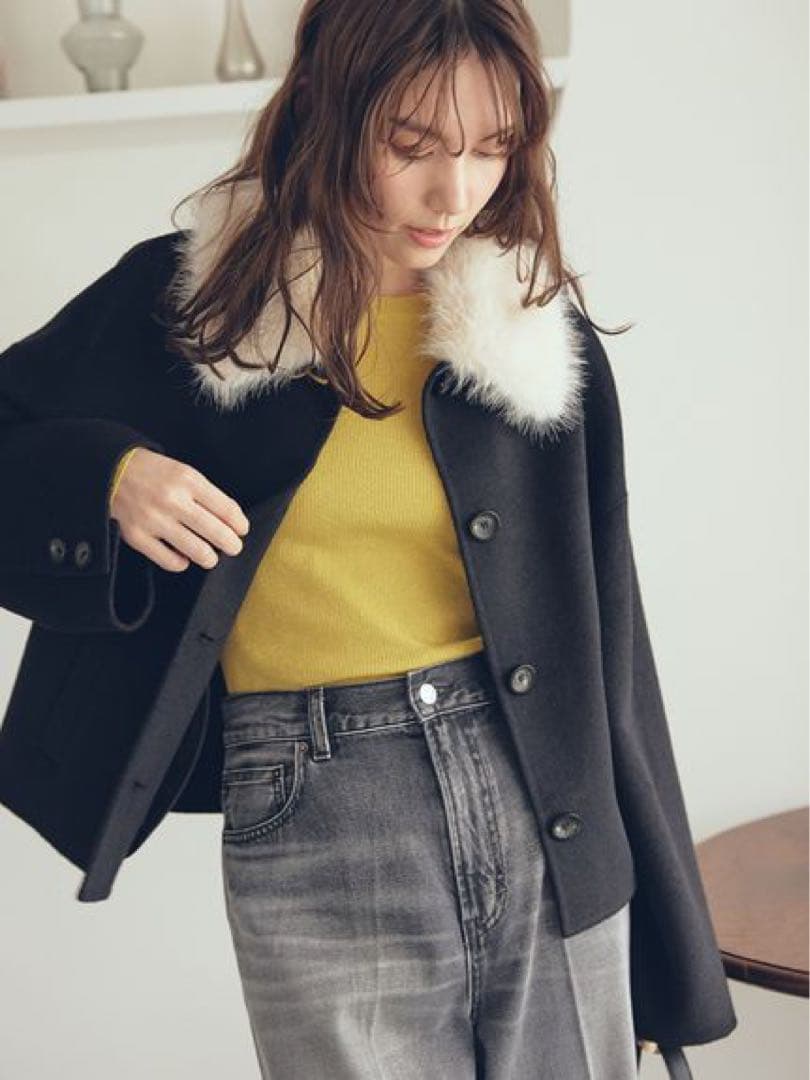 《新品タグ付き》ミラオーウェン 2wayファーカラーリバーショートコート