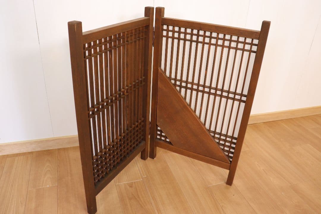 二面組子屏風　日本製　花台付き【一点物】未使用