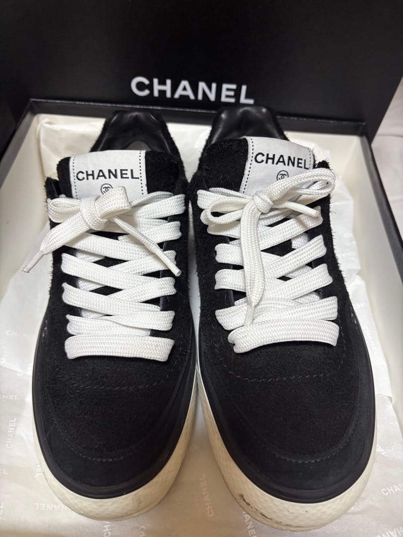 CHANEL シャネル スニーカー 38 G45208 カーフスキン ベルベット