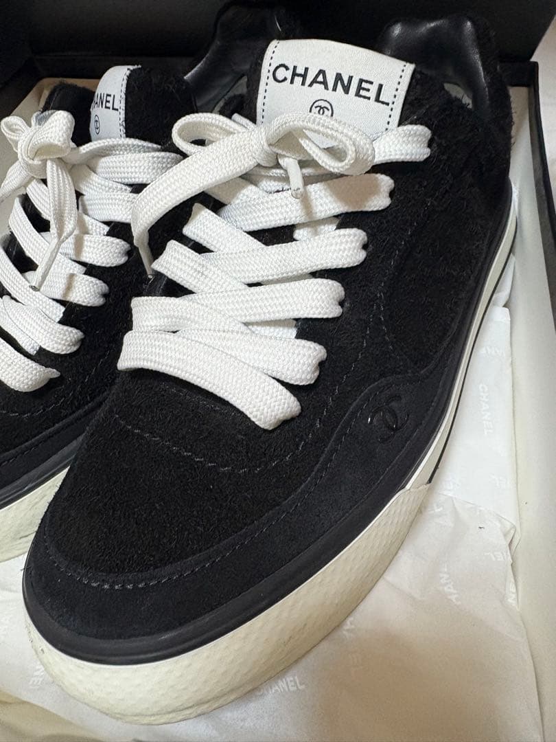CHANEL シャネル スニーカー 38 G45208 カーフスキン ベルベット