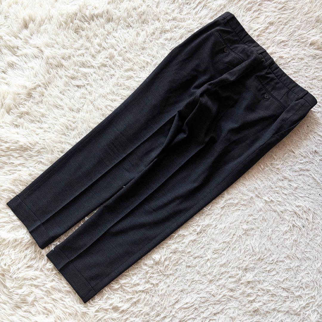 <美品>LARDINI easy wear新ロゴ ダークグレー ウールスーツ54