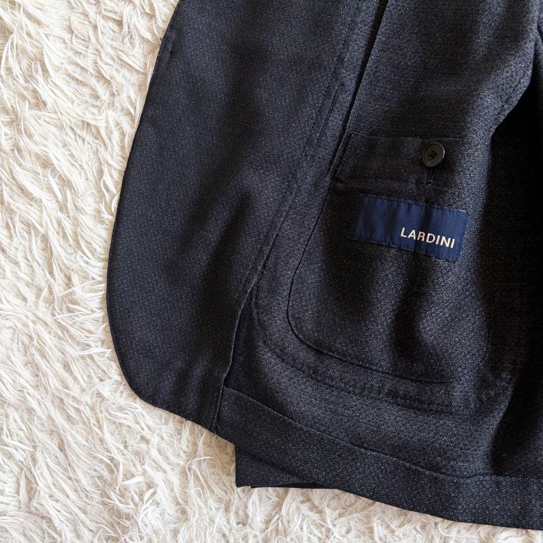 <美品>LARDINI easy wear新ロゴ ダークグレー ウールスーツ54