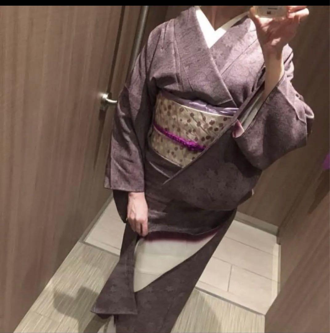 江戸小紋　ブラウン　仕立て上がり　正絹　銀花仙　撫松庵　丹後ちりめん　伊勢型写