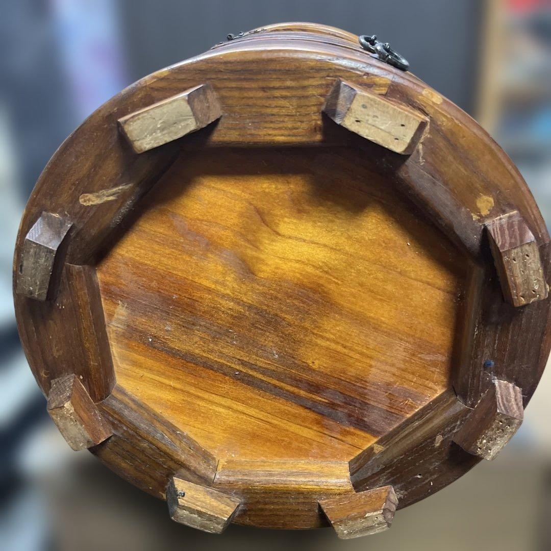 レトロ木製丸型スツール　アンティーク　花台　　椅子