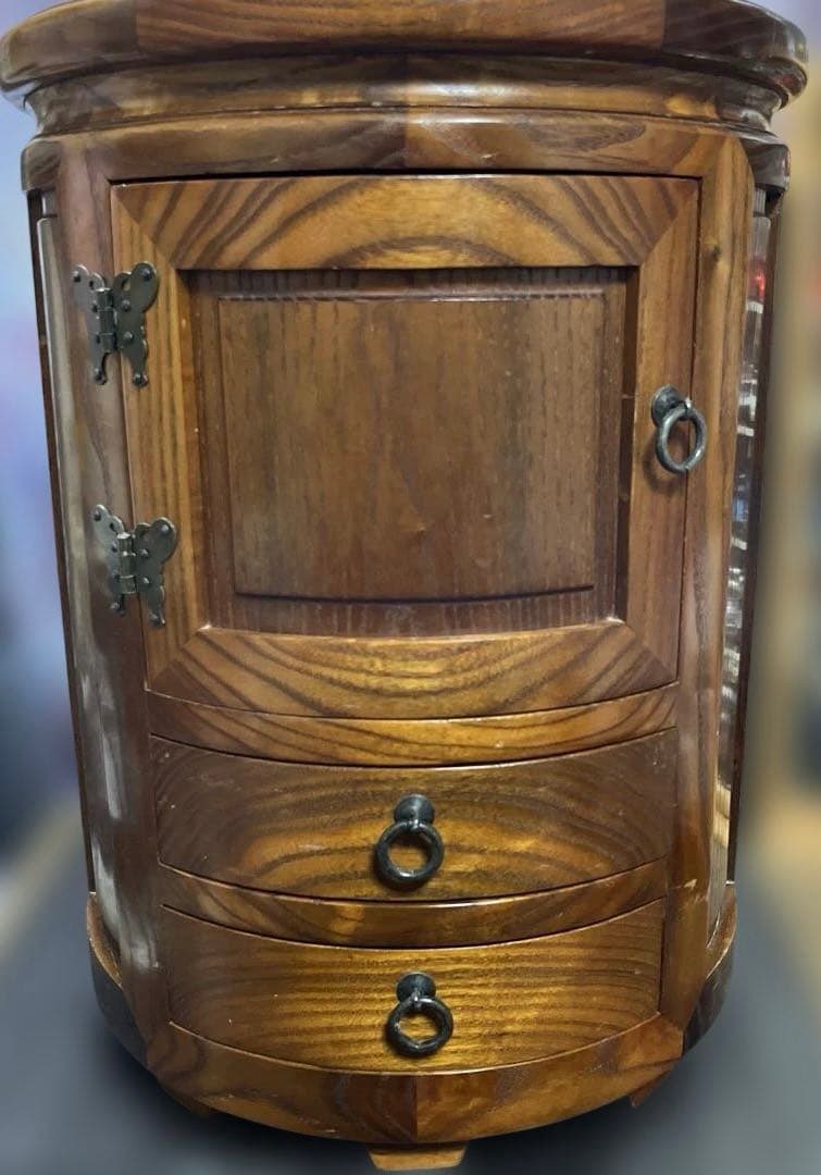 レトロ木製丸型スツール　アンティーク　花台　　椅子