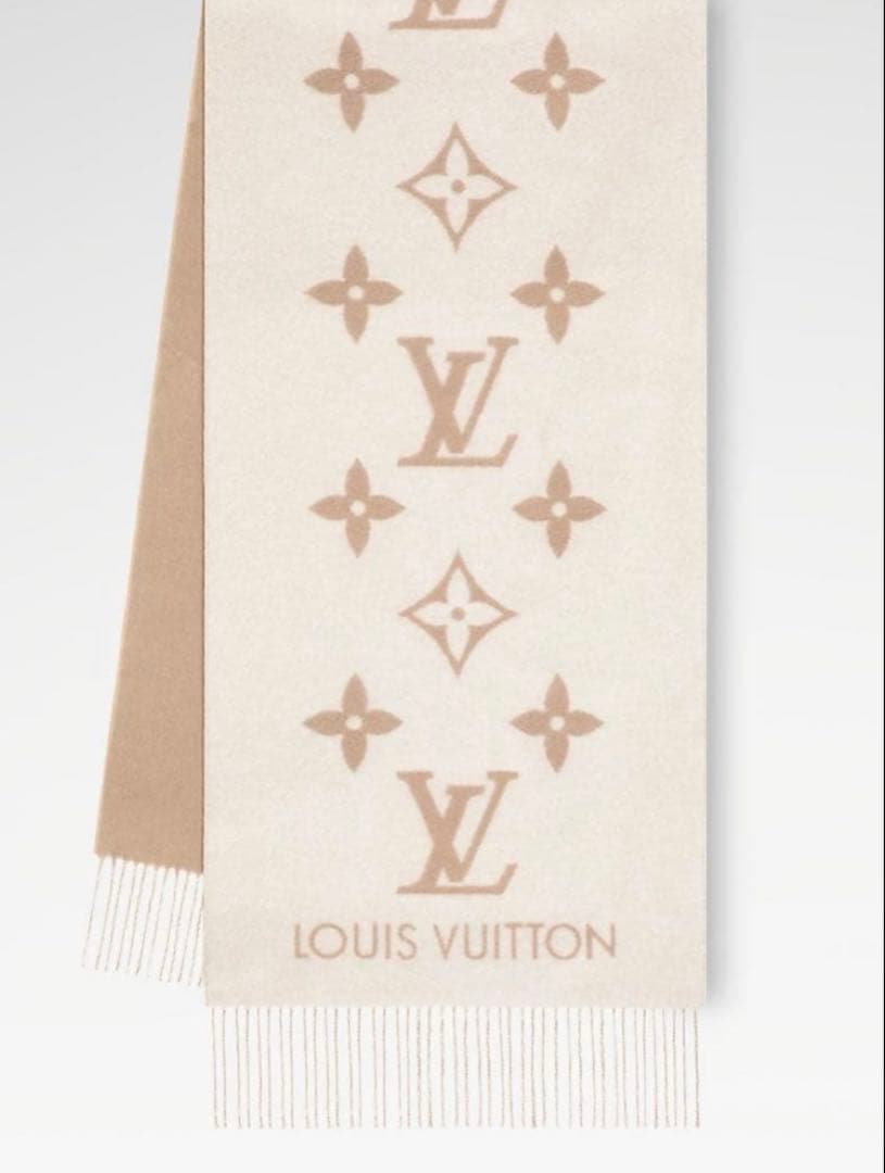 ルイヴィトン マフラー ベージュ アイボリー 美品