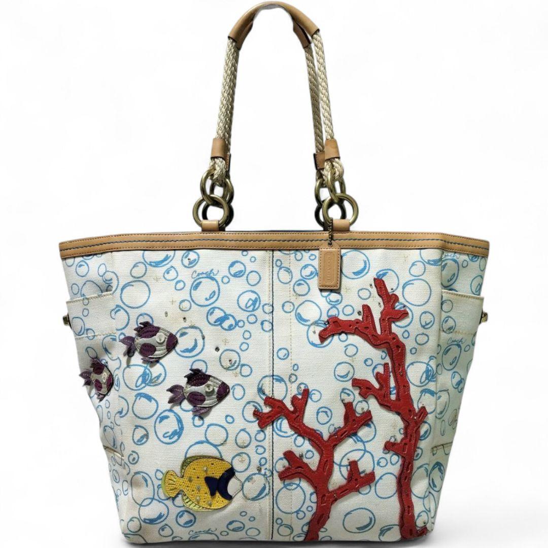 【限定品】 希少 COACH トートバッグ アプリック 海モチーフ Y2K 海