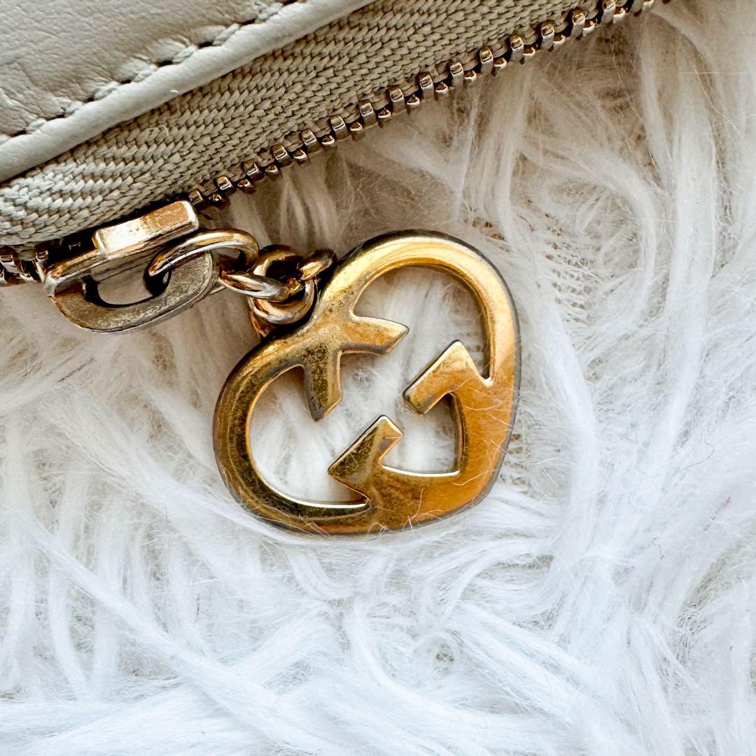 グッチ 長財布 ラウンドファスナー インターロッキング GG ハート チャーム