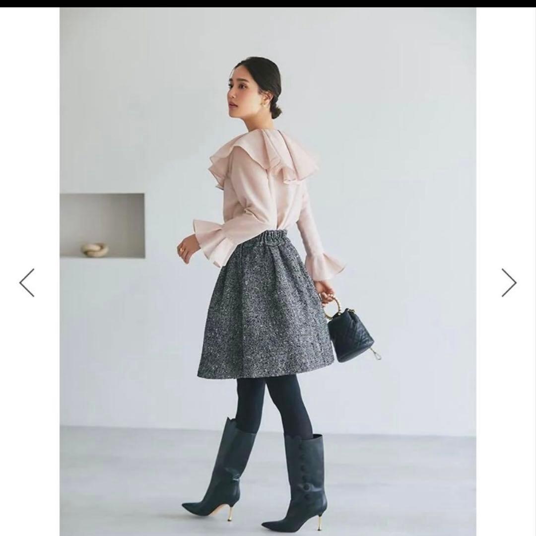 新品！セブンテン♡ツイード　ハイウエスト　フレアキュロット　ヘリンボーン　XS