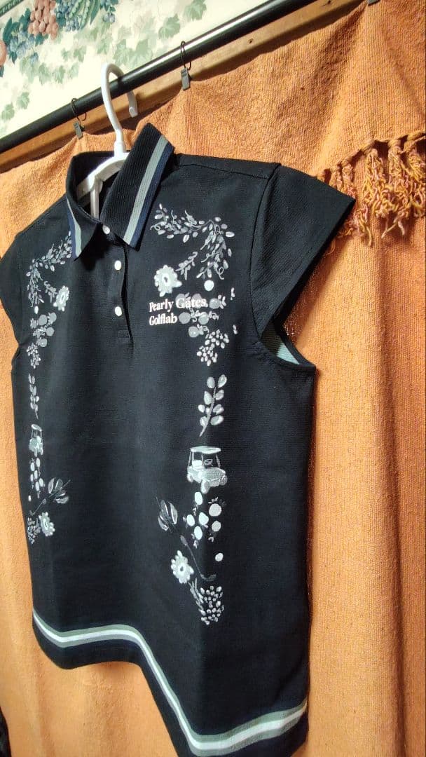 パーリーゲイツ　レディース水彩風 プリント 半袖ポロシャツ　サイズ2